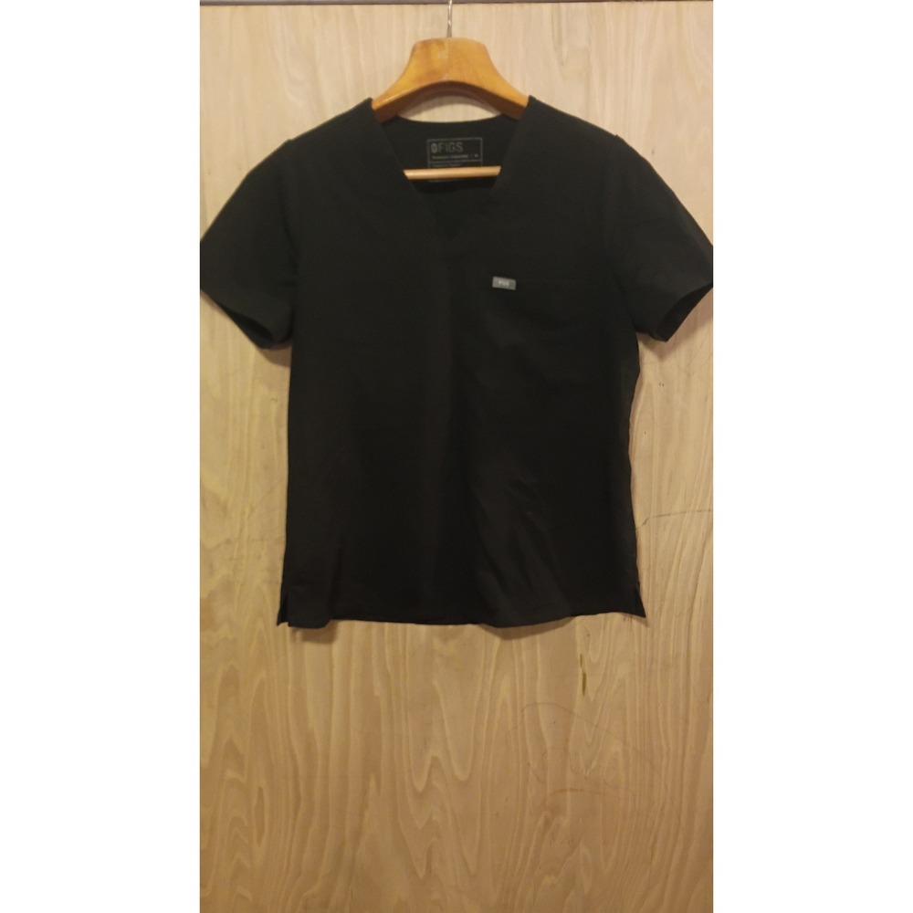 Figs Technical Collection Womens Black V-Neck Scrub Top Size M Hospital Workwear